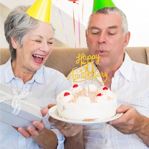 الذهب بريق سعيد 50th الذكرى السنوية القبعات العليا تختار زخارف الحفلات الذهبية لوازمة كعكة أعلى الأقطار الصقيع in Kuwait