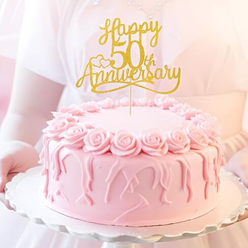 الذهب بريق سعيد 50th الذكرى السنوية القبعات العليا تختار زخارف الحفلات الذهبية لوازمة كعكة أعلى الأقطار الصقيع in Kuwait