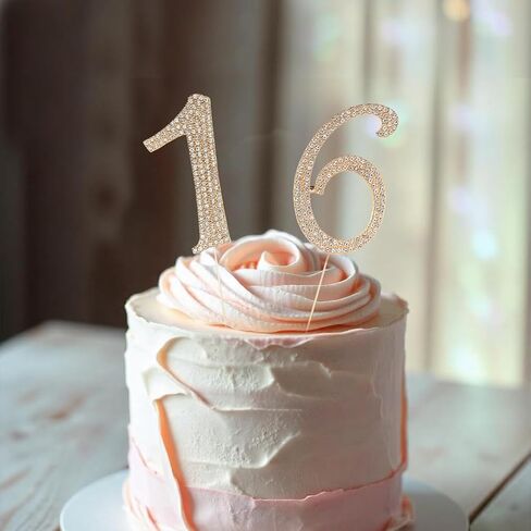 رقم 16 كعكة ، 16 كعكة عيد ميلاد توببر سباركلي بلينج سبيكة الكريستال راينستون الكعكة توببر راينستون راينستون 16th الكعكة ، الديكور كعكة لحفل عيد الميلاد والذكرى - الذهب in Kuwait