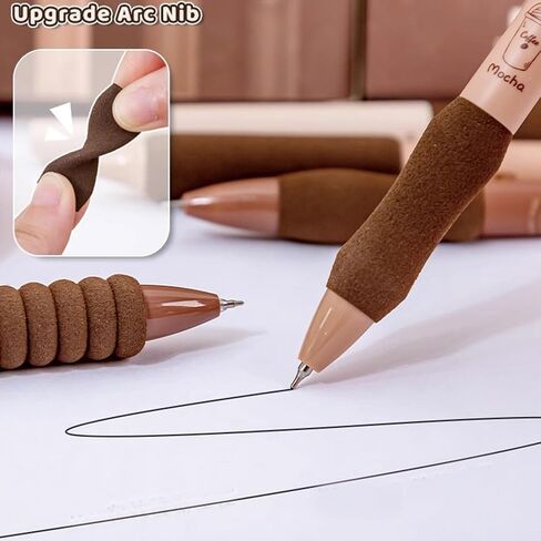 5 PCS Gel Als Cupe Coffee Pen أقلامًا قابلة للسحب 0.5 ملم الحبر الأسود لكتابة الحبر الحبر اللوازم المدرسية للبنات للبنات الرجال (القهوة) in Saudi Arabia