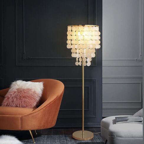 Shell Floor Lamp, Rustic Standing Light, Elegant 3 Lights Shell Lamp for Living Room Bedroom Gold Finish in Saudi Arabia