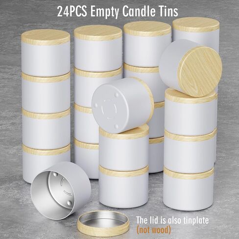 Empty Candle Tins 4 oz Candle Jars 24 pcs for Candle Making with Lid (Black&Grainy, 4oz) in Saudi Arabia