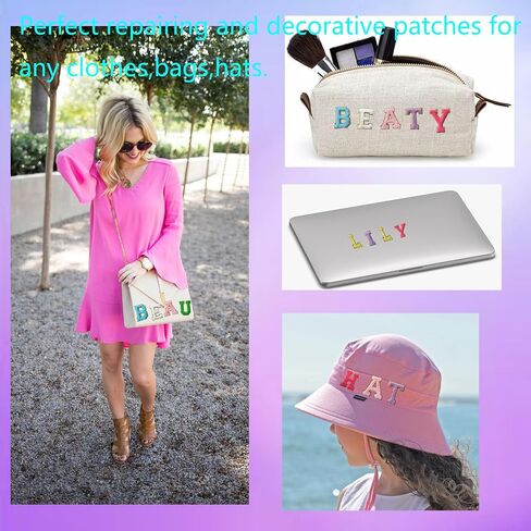 104 pcs Self Adhesive Chenille Letter Patches,Iron on Preppy Varsity Applique Initial Letters Patch Stick on Embroidered Patches for Clothing Backpacks Bags Mixed-Colors in Kuwait