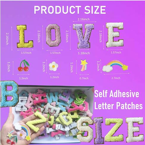 104 pcs Self Adhesive Chenille Letter Patches,Iron on Preppy Varsity Applique Initial Letters Patch Stick on Embroidered Patches for Clothing Backpacks Bags Mixed-Colors in Kuwait