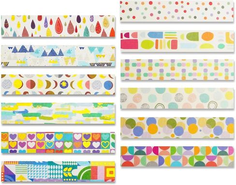 12 Rolls Foil Washi Tape Set, Cartoon Basic Pattern Washi Tape Masking Tape, Decorative Tape for Bullet Journal, Book, Planner, Scrapbooking, DIY Arts Crafts in Saudi Arabia