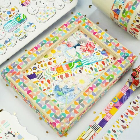 12 Rolls Foil Washi Tape Set, Cartoon Basic Pattern Washi Tape Masking Tape, Decorative Tape for Bullet Journal, Book, Planner, Scrapbooking, DIY Arts Crafts in Saudi Arabia