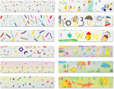 12 رولز رقائق شريط Washi مجموعة ، رسمات كارتون نمط الأساس شريط القناصة الشريط ، شريط زخرفي لمجلة الرصاص ، كتاب ، مخطط ، سكرابوكينغ ، فنون ديي الحرف اليدوية in Kuwait