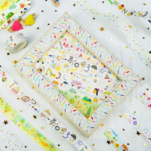 12 رولز رقائق شريط Washi مجموعة ، رسمات كارتون نمط الأساس شريط القناصة الشريط ، شريط زخرفي لمجلة الرصاص ، كتاب ، مخطط ، سكرابوكينغ ، فنون ديي الحرف اليدوية in Kuwait