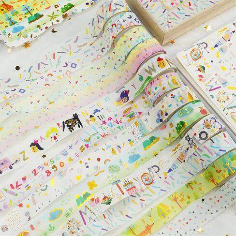 12 رولز رقائق شريط Washi مجموعة ، رسمات كارتون نمط الأساس شريط القناصة الشريط ، شريط زخرفي لمجلة الرصاص ، كتاب ، مخطط ، سكرابوكينغ ، فنون ديي الحرف اليدوية in Kuwait