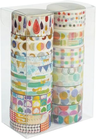 12 Rolls Foil Washi Tape Set, Cartoon Basic Pattern Washi Tape Masking Tape, Decorative Tape for Bullet Journal, Book, Planner, Scrapbooking, DIY Arts Crafts in Saudi Arabia