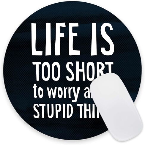 Round Mouse Pad, Life is Too Short Motivational Quote Customized Premium-Textured Mouse Mat,Washable Mousepads with Cloth, Non-Slip Rubber Base Small Mousepad, 7.9×7.9×0.12 inches in Saudi Arabia