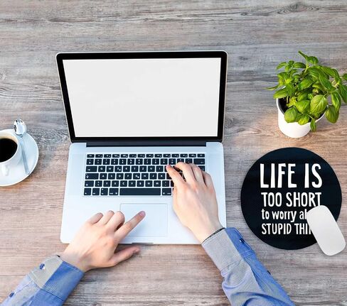 Round Mouse Pad, Life is Too Short Motivational Quote Customized Premium-Textured Mouse Mat,Washable Mousepads with Cloth, Non-Slip Rubber Base Small Mousepad, 7.9×7.9×0.12 inches in Saudi Arabia
