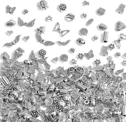 400pcs حبات الفواصل المعدنية لصنع المجوهرات ، ونتائج الفضة والذهبية للسوار ، وفتحة صغيرة ، وأسلوب مختلط (لون مختلط) in Kuwait