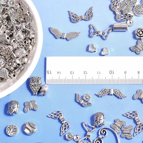 400pcs حبات الفواصل المعدنية لصنع المجوهرات ، ونتائج الفضة والذهبية للسوار ، وفتحة صغيرة ، وأسلوب مختلط (لون مختلط) in Kuwait