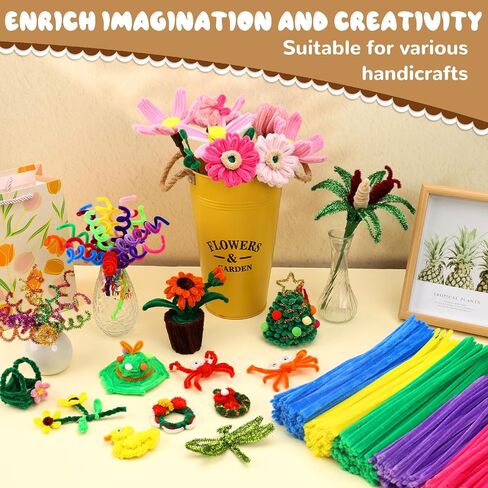 Pipe Cleaners, 100PCS Christmas Pipe Cleaners Craft Supplies, Light Brown Pipe Cleaners Bulk Fuzzy Sticks for DIY Art and Craft Projects Home Decoration in Kuwait