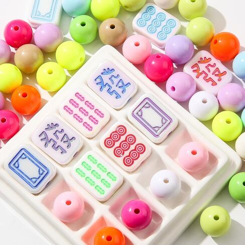 16mm Acrylic Color Beads Chunk Bubblegum Beads Beads for Pens,Mahjong Beads,Jumbo Plastic Beads for Necklace Jewelry Bracelets DIY Crafts Making (Color) in Saudi Arabia