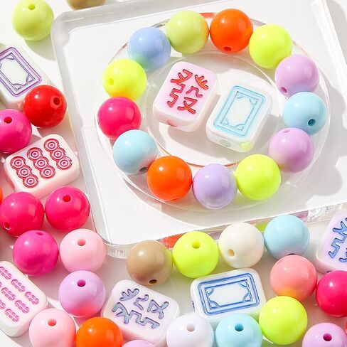 16mm Acrylic Color Beads Chunk Bubblegum Beads Beads for Pens,Mahjong Beads,Jumbo Plastic Beads for Necklace Jewelry Bracelets DIY Crafts Making (Color) in Saudi Arabia