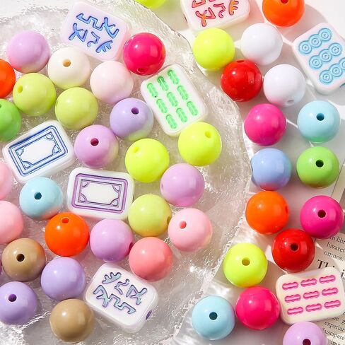 16mm Acrylic Color Beads Chunk Bubblegum Beads Beads for Pens,Mahjong Beads,Jumbo Plastic Beads for Necklace Jewelry Bracelets DIY Crafts Making (Color) in Saudi Arabia