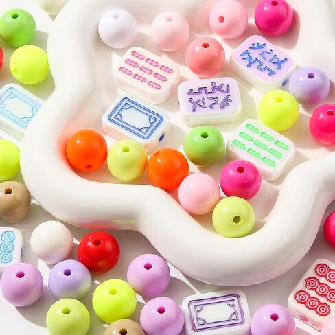 16mm Acrylic Color Beads Chunk Bubblegum Beads Beads for Pens,Mahjong Beads,Jumbo Plastic Beads for Necklace Jewelry Bracelets DIY Crafts Making (Color) in Saudi Arabia