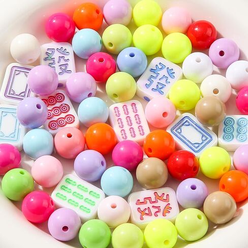 16mm Acrylic Color Beads Chunk Bubblegum Beads Beads for Pens,Mahjong Beads,Jumbo Plastic Beads for Necklace Jewelry Bracelets DIY Crafts Making (Color) in Saudi Arabia