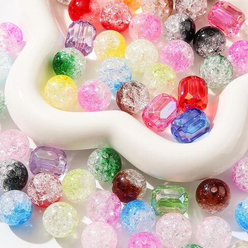 حبات الاكريليك 16 مم ، حبات زهرجوم قطعة ، حبات للأقلام ، حبات تألق مكعب ، 60pcs حبات بلاستيكية جامبو لأساور مجوهرات القلادة DIY تصنيع (خط ملون) in Kuwait