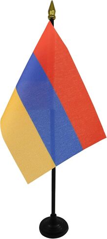 AZ FLAG Andorra Table Flag 4'' x 6'' - Andorran Desk Flag 15 x 10 cm - Golden Spear top in Saudi Arabia