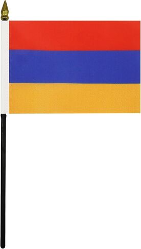 AZ FLAG Andorra Table Flag 4'' x 6'' - Andorran Desk Flag 15 x 10 cm - Golden Spear top in Saudi Arabia