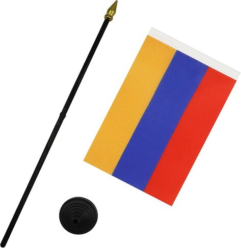 AZ FLAG Andorra Table Flag 4'' x 6'' - Andorran Desk Flag 15 x 10 cm - Golden Spear top in Saudi Arabia