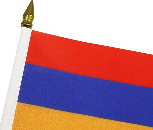 AZ FLAG Andorra Table Flag 4'' x 6'' - Andorran Desk Flag 15 x 10 cm - Golden Spear top in Saudi Arabia