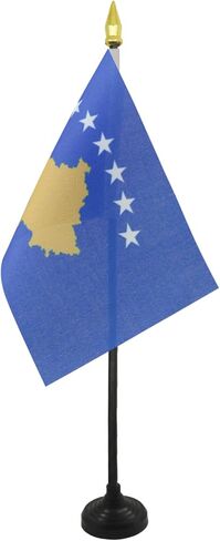 AZ FLAG Andorra Table Flag 4'' x 6'' - Andorran Desk Flag 15 x 10 cm - Golden Spear top in Saudi Arabia