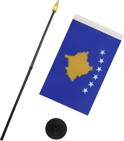 AZ FLAG Andorra Table Flag 4'' x 6'' - Andorran Desk Flag 15 x 10 cm - Golden Spear top in Saudi Arabia