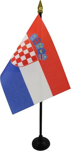 AZ FLAG Andorra Table Flag 4'' x 6'' - Andorran Desk Flag 15 x 10 cm - Golden Spear top in Saudi Arabia