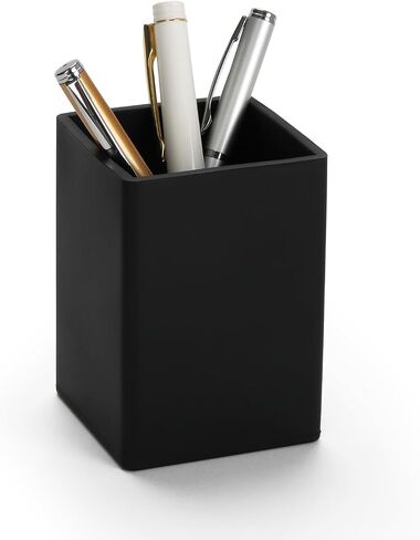 Pen Holder for Desk,Thick Silicone Square Pen Holder,Scandinavian Design Waterproof Pencil Holder for Desk,Soft Minimalist Desk Pen Cup Stand Makeup Brush Holder for School, Home, Office(Black) in Saudi Arabia