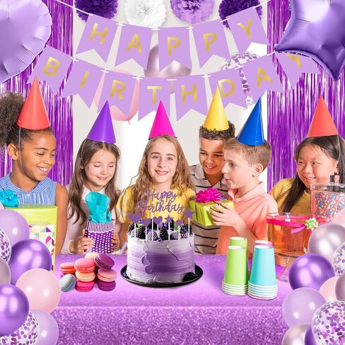 زخارف حفلة عيد ميلاد أرجوانية 69pcs عيد ميلاد سعيد راية أعياد الميلاد الأرجواني البالونات المائدة المائدة الستائر الهامش الأنسجة بوم بومس ديكور الحفلات زخارف عيد ميلاد للفتاة الرجال الرجال in Saudi Arabia