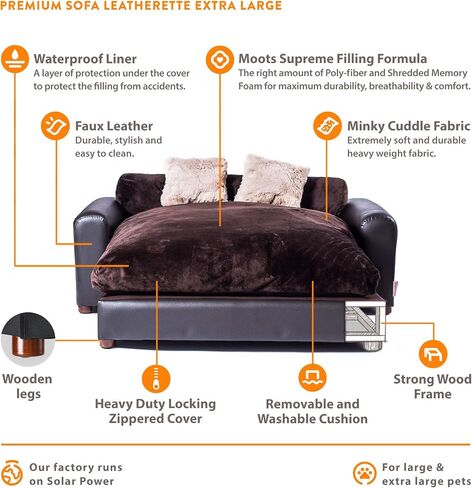 Moots Premium Leatherette Pets Sofa, Espresso, X-Large in Kuwait