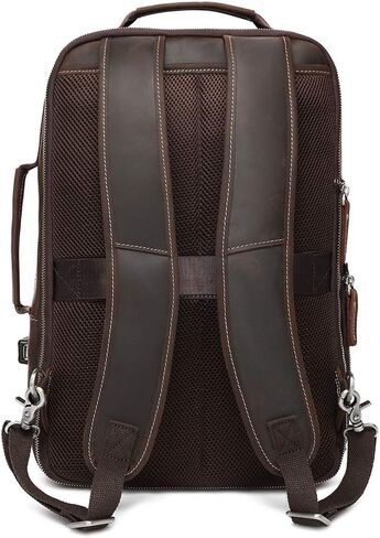 LANNSYNE Men's Full Grain Leather Expandable 15.6 Laptop Backpack Tote Shoulder Travel Bag Rucksack in Saudi Arabia