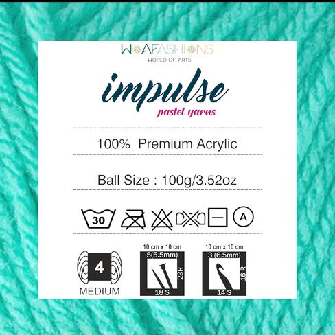 Woafashions الدافعة يدوية الخيوط والكروشيه (Aqua) (100gms / 3.5 أوقية) in Kuwait