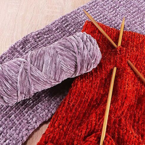 3 mm Velvet Chenille Yarn for Crocheting Soft Fluffy Yarn Blanket Knitting Yarn Plush Yarn for Crochet Thick Craft Yarn Hand Weaving Yarn Red in Saudi Arabia