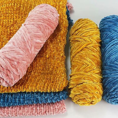 3 mm Velvet Chenille Yarn for Crocheting Soft Fluffy Yarn Blanket Knitting Yarn Plush Yarn for Crochet Thick Craft Yarn Hand Weaving Yarn Red in Saudi Arabia