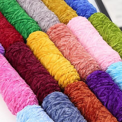 3 mm Velvet Chenille Yarn for Crocheting Soft Fluffy Yarn Blanket Knitting Yarn Plush Yarn for Crochet Thick Craft Yarn Hand Weaving Yarn Red in Saudi Arabia