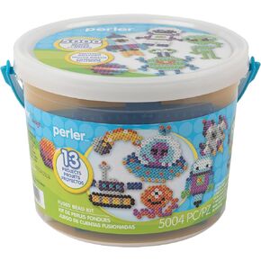 Dimensions Perler 80-42993 Day at The Zoo Fused Bead Activity Bucket with Pegboards and Patterns, Multicolor, 8504 Pieces