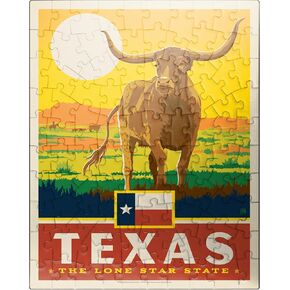 MyPuzzle Texas: The Lone Star State, State Pride Vintage Poster - Premium 500 Piece Jigsaw Puzzle for Adults