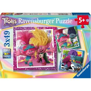 Ravensburger Trolls 3 Puzzle Set | 3x49 Piece Jigsaw Puzzles for Kids | Screen-Free Activity | Boosts Concentration and Focus | Great Gift