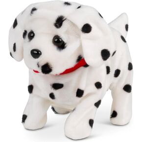 Tobar: Animigos Flipping Puppy - Dalmatian Dog - Black & White - Peet Plush Petly ، وذيل المشي ، ولعب تفاعلي ، طفل صغير ، 18mo+