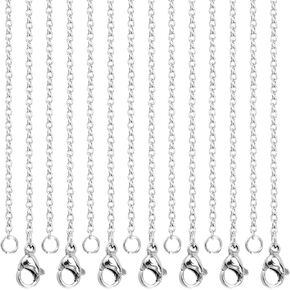 MOUYAT 100 PCS 18 Inch Necklace Chains Bulk, Silver Stainless Steel Cable Chains with Lobster Clasps, DIY Chain Necklaces for Jewelry Making Supplies