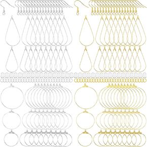 700Pcs Earring Making Supplies Kits, Gold Silver Plated Hypoallergenic Earring Beading Hoops, Clear Earring Rubber Backs, Multi Sizes Jump Rings Bulk for Women DIY Jewelry Making