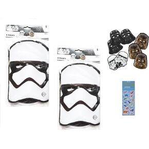 Unique Star Wars Party Supplies Bundle Pack includes 16 Party Paper Masks and 1 Dinosaur Sticker Sheet