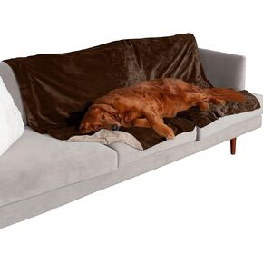 Furhaven Waterproof Throw Blanket for Dogs & Indoor Cats, Washable - Two-Tone Luxe Velvet Dog Blanket - Brownstone, Extra Large/XL