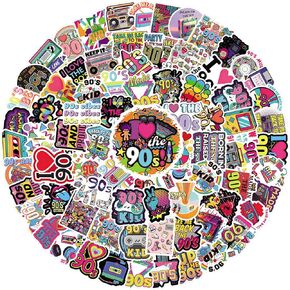 122pcs Cartoon 90s Stickers Aesthetic for Children, Girls, Boys, Teenagers, Adult Water Bottles, laptops, suitcases, Birthday Party Supplies, Christmas Halloween Party Decoration Stickers