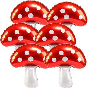 6pcs balloons كبيرة الفصائل الفقرية الفطر الفطر الأحمر البالونات حمراء رقائق الفيديو لعبة البالونات الفطر زخارف حفلة عيد ميلاد للأولاد